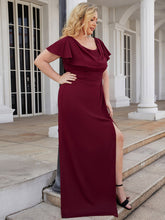Load image into Gallery viewer, Color=Burgundy | U-Neck Pencil Wholesale Mother of bridesmaids Dresses-Burgundy 2
