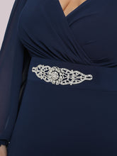 Load image into Gallery viewer, Color=Navy Blue | Long Sleeves Pencil Wholesale Mother of Bridesmaids Dresses-Navy Blue 5