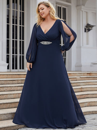 Color=Navy Blue | Long Sleeves Pencil Wholesale Mother of Bridesmaids Dresses-Navy Blue 1