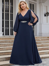 Load image into Gallery viewer, Color=Navy Blue | Long Sleeves Pencil Wholesale Mother of Bridesmaids Dresses-Navy Blue 2