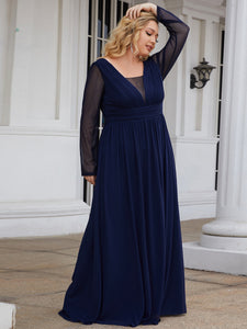 Color=Navy Blue | Deep V Neck Straight Wholesale Mother of the Bride Dresses-Navy Blue 2