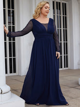 Load image into Gallery viewer, Color=Navy Blue | Deep V Neck Straight Wholesale Mother of the Bride Dresses-Navy Blue 3