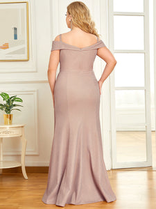 Color=Blush | Deep V Neck Floor Length Wholesale Mother of Bridesmaids Dresses-Blush 2