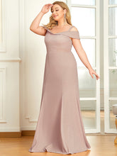 Load image into Gallery viewer, Color=Blush | Deep V Neck Floor Length Wholesale Mother of Bridesmaids Dresses-Blush 4