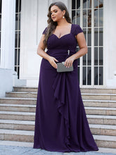 Load image into Gallery viewer, Color=Dark Purple | Short Sleeves Wholesale Mother of the Bride Groom Dresses-Dark Purple 4