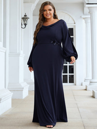 Color=Navy Blue |Plus Size Fishtail Wholesale Mother of the Bride Groom Dresses-Navy Blue 1