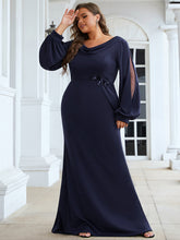Load image into Gallery viewer, Color=Navy Blue |Plus Size Fishtail Wholesale Mother of the Bride Groom Dresses-Navy Blue 3