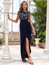 Load image into Gallery viewer, Color=Navy Blue | Sleeveless Round Neck Wholesale Mother of the Bride Dresses-Navy Blue 4