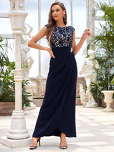 Load image into Gallery viewer, Color=Navy Blue | Sleeveless Round Neck Wholesale Mother of the Bride Dresses-Navy Blue 1