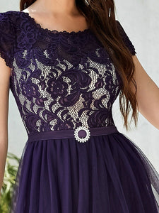 Color=Dark Purple | Sleeveless Women'S Evening Dress With Round Neck-Dark Purple 5