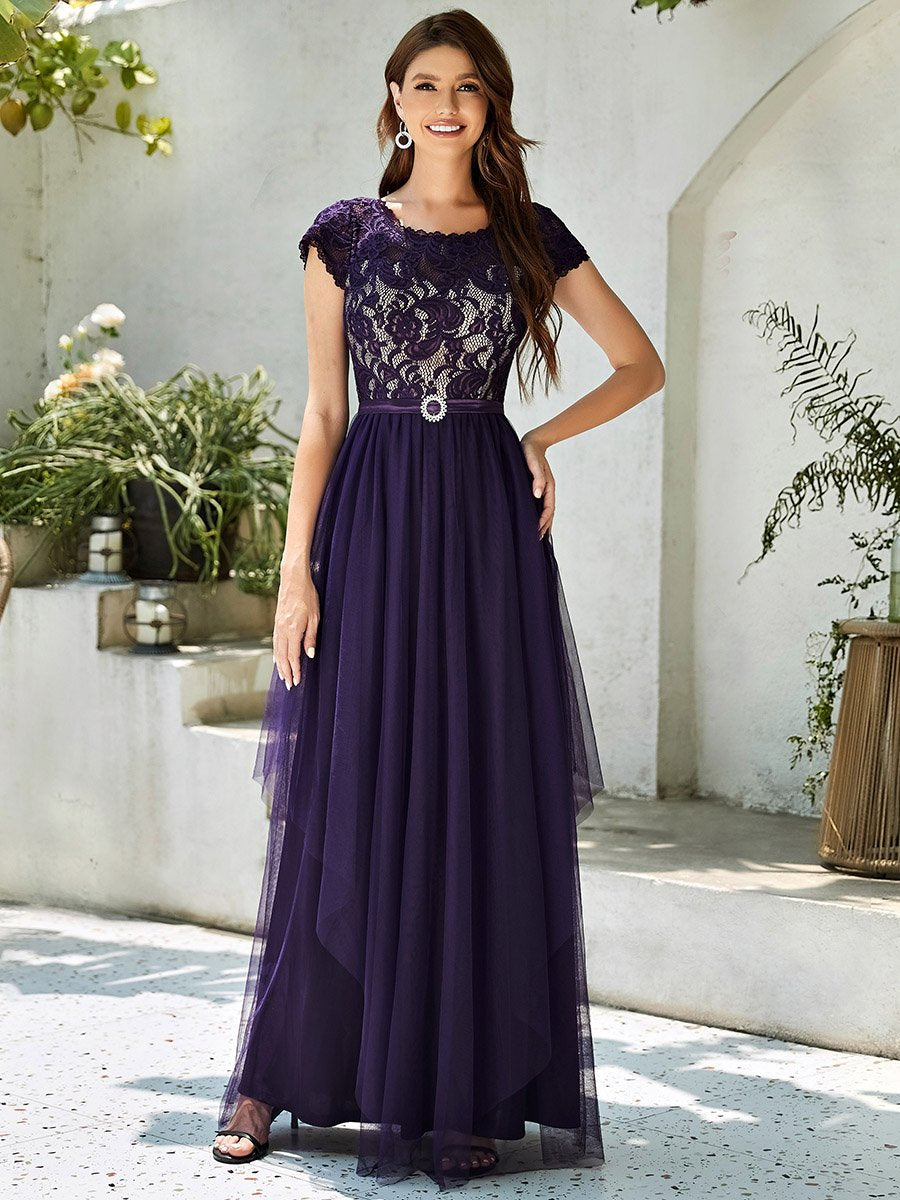 Color=Dark Purple | Sleeveless Women'S Evening Dress With Round Neck-Dark Purple 1