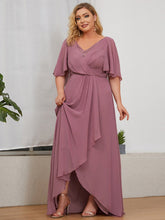 Load image into Gallery viewer, Color=Orchid | Flutter Sleeve V-Neck Floor-length Plus Szie Mother Dress-Orchid 2