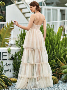 Color=Blush | Gorgeous Sleeveless, Deep V-Neck Prom Dress-Blush 2