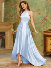 Load image into Gallery viewer, Color=Ice blue | Stylish Halter Neck High Low Wholesale Bridesmaid Dress-Ice blue 3