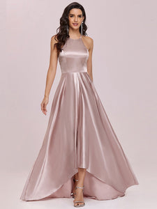 Color=Mauve | Stylish Halter Neck High Low Wholesale Bridesmaid Dress-Mauve 1