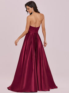 Color=Burgundy | Sweetheart Neck Wholesale Prom Dress With Asymmetrical Hem-Burgundy 2