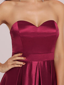 Color=Burgundy | Sweetheart Neck Wholesale Prom Dress With Asymmetrical Hem-Burgundy 5