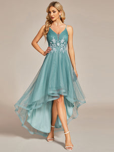 Color=Dusty Blue | High Low Mesh Appliques Wholesale Prom Dresses EO01746-Dusty Blue 10