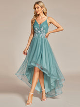 Load image into Gallery viewer, Color=Dusty Blue | High Low Mesh Appliques Wholesale Prom Dresses EO01746-Dusty Blue 11