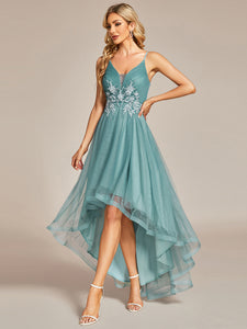 Color=Dusty Blue | High Low Mesh Appliques Wholesale Prom Dresses EO01746-Dusty Blue 11