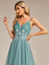 Load image into Gallery viewer, Color=Dusty Blue | High Low Mesh Appliques Wholesale Prom Dresses EO01746-Dusty Blue 12