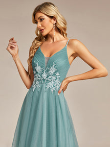 Color=Dusty Blue | High Low Mesh Appliques Wholesale Prom Dresses EO01746-Dusty Blue 12