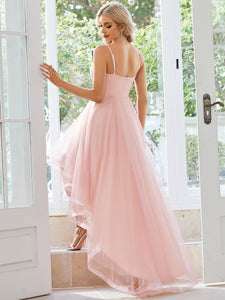 Color=Pink | High Low Mesh Appliques Wholesale Prom Dresses EO01746-Pink 2