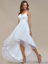 Load image into Gallery viewer, Color=White | High Low Mesh Appliques Wholesale Prom Dresses EO01746-White 