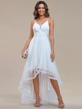 Load image into Gallery viewer, Color=White | High Low Mesh Appliques Wholesale Prom Dresses EO01746-White 