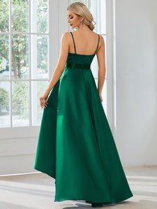 Color=Dark Green | High Low Stain Sexy Wholesale Evening Dresses-Dark Green 2