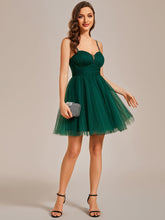 Load image into Gallery viewer, Color=Dark Green | A Line Spaghetti Straps Mesh Wholesale Prom Dresses-Dark Green