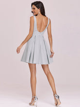 Load image into Gallery viewer, Color=Grey | Fancy Wholesale Square Neck Above Knee Prom Dress-Grey 4