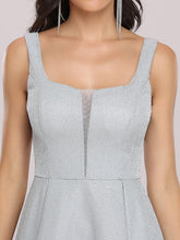 Load image into Gallery viewer, Color=Grey | Fancy Wholesale Square Neck Above Knee Prom Dress-Grey 5