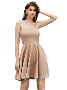 Color=Blush | Shimmery Wholesale Above Knee Open Back Prom Dress -Blush 2