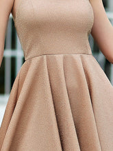 Load image into Gallery viewer, Color=Blush | Shimmery Wholesale Above Knee Open Back Prom Dress -Blush 6