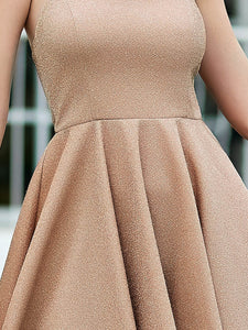 Color=Blush | Shimmery Wholesale Above Knee Open Back Prom Dress -Blush 6