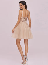 Load image into Gallery viewer, Color=Blush | Women&#39;S Sexy Wholesale Sweetheart Sequin Short Tulle Prom Dress-Blush 2