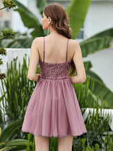 Load image into Gallery viewer, Color=Orchid | Women&#39;S Sexy Wholesale Sweetheart Sequin Short Tulle Prom Dress-Orchid 2