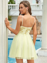 Load image into Gallery viewer, Color=Yellow | Women&#39;S Sexy Wholesale Sweetheart Sequin Short Tulle Prom Dress-Yellow 2