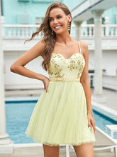 Load image into Gallery viewer, Color=Yellow | Women&#39;S Sexy Wholesale Sweetheart Sequin Short Tulle Prom Dress-Yellow 1