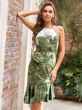 Load image into Gallery viewer, Color=Army Green | Gorgeous Halter Neckline Asymmetrical Hem Wholesale Prom Dresses-Army Green 3