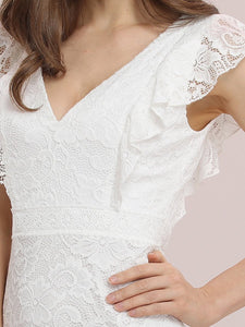 Color=Cream | Wholesale Elegant Maxi Fishtail Lace Wedding Dress-Cream 5