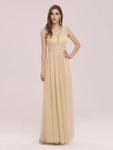 Load image into Gallery viewer, Color=Gold | Fancy Sleeveless Wholesale Tulle Bridesmaid Dress With Belt-Gold 3