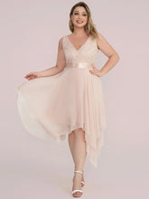 Load image into Gallery viewer, Color=Blush | Plus Size Deep V Neck Asymmetrical Hem Sleeveless Wholesale Dresses-Blush 7