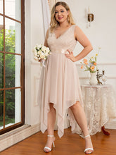 Load image into Gallery viewer, Color=Blush | Plus Size Deep V Neck Asymmetrical Hem Sleeveless Wholesale Dresses-Blush 2
