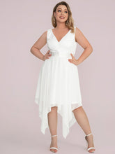 Load image into Gallery viewer, Color=Cream | Plus Size Deep V Neck Asymmetrical Hem Sleeveless Wholesale Dresses-Cream 7