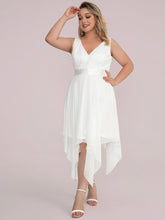 Load image into Gallery viewer, Color=Cream | Plus Size Deep V Neck Asymmetrical Hem Sleeveless Wholesale Dresses-Cream 6