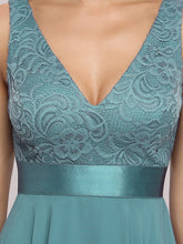 Load image into Gallery viewer, Color=Dusty blue | Deep V Neck Asymmetrical Hem Sleeveless Wholesale Dresses-Dusty blue 5