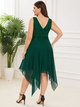 Load image into Gallery viewer, Color=Dark Green | Plus Size Deep V Neck Asymmetrical Hem Sleeveless Wholesale Dresses-Dark Green 2