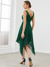 Load image into Gallery viewer, Color=Dark Green | Deep V Neck Asymmetrical Hem Sleeveless Wholesale Dresses-Dark Green 2
